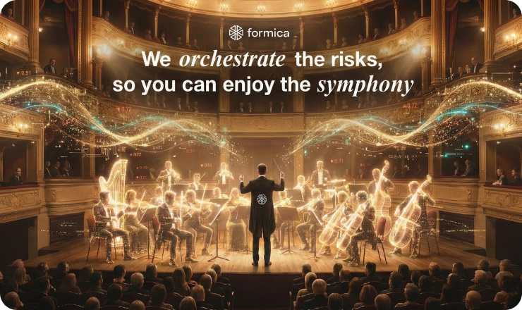 Abstract visualization of risk orchestration in financial systems